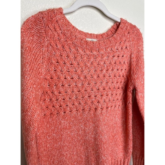 St. John's Bay Small Sweater Orange Chunky Cable Knit Heather Pullover Fisherman - Picture 2 of 7